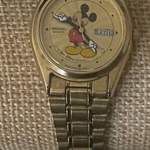 Seiko Gold Watch with Mickey Mouse Design